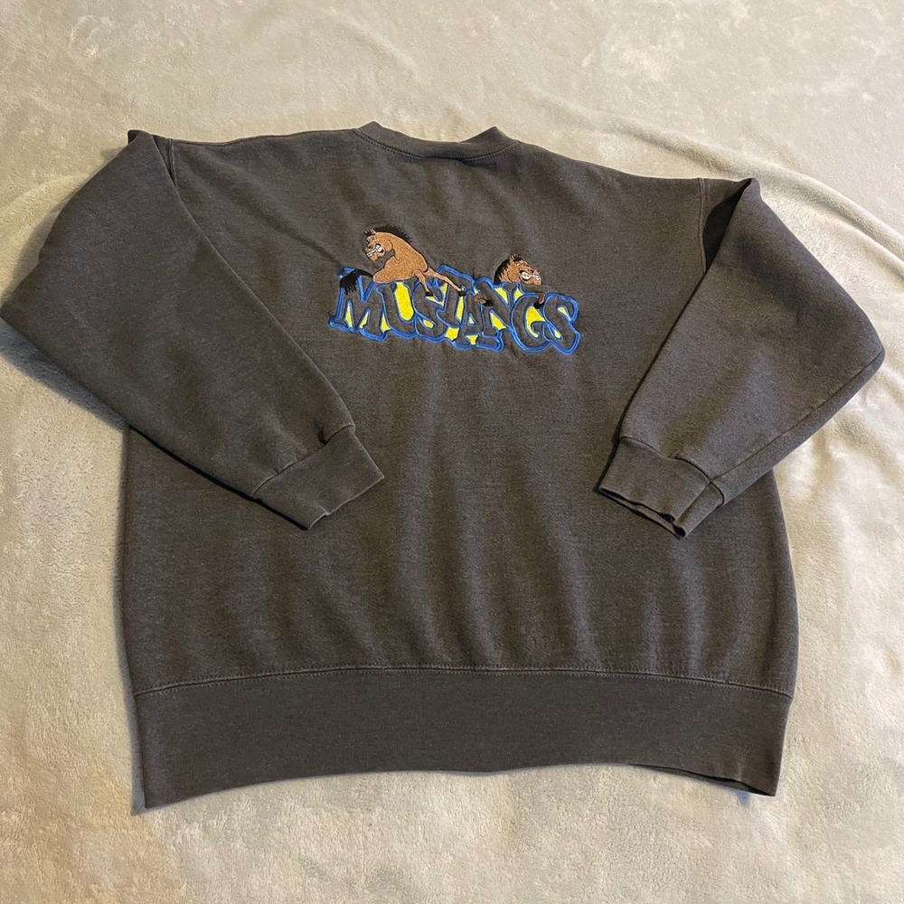 Vintage‎ St Johns Bay Sport HHS Sweatshirt Men's Large Tall Gray Mustangs Gym